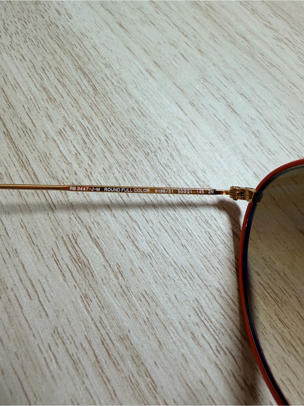 Ray-Ban RB 3447 Round Full Sunglasses with Coral Gold Frame and Gradient Lenses - Picture 3 of 3